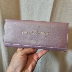 Katie Loxton Jewelry Roll Travel Organizer "Pretty Little Things" Metallic Pink